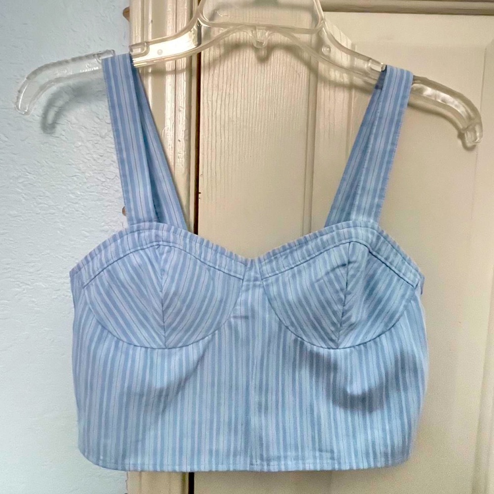 Blue striped crop top